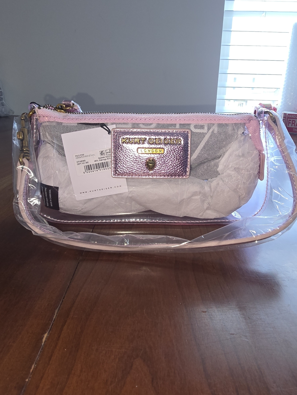 Kurt Geiger Pink Clear PVC Shoulder Bag with Rose Gold Hardware - Picture 3 of 5